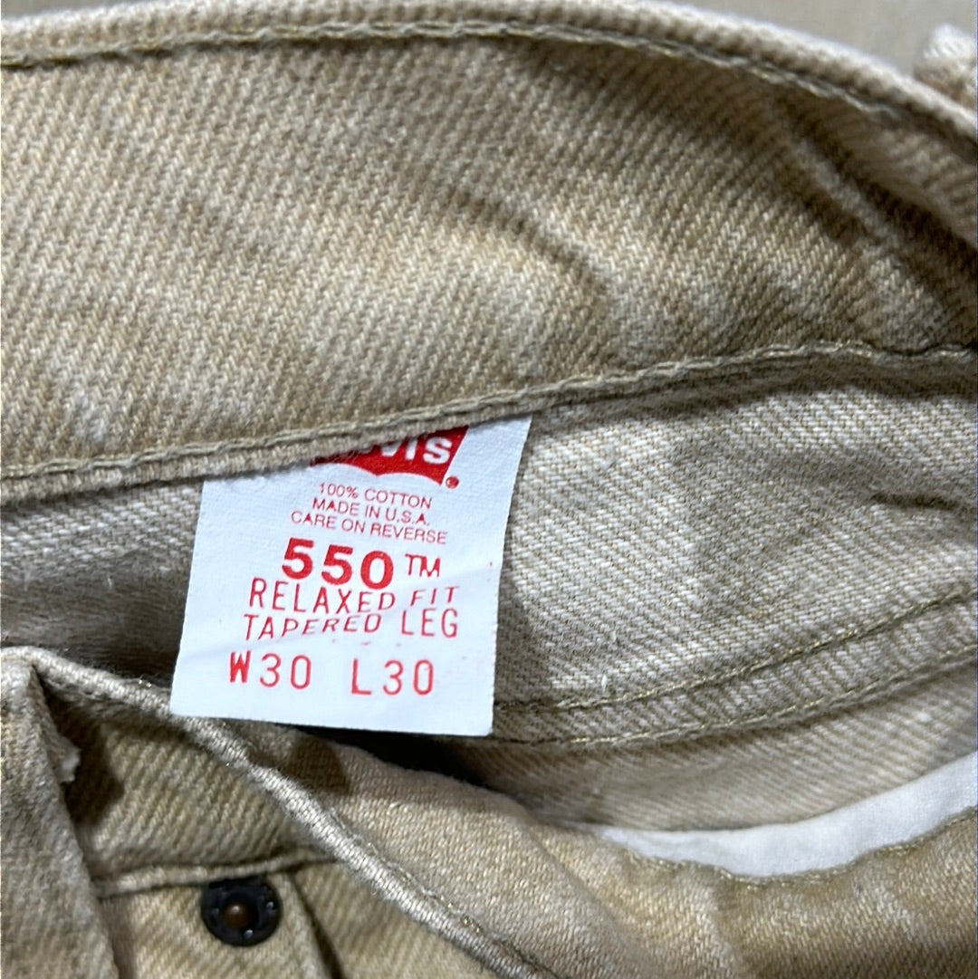 Levi's Orange Tab 550 Relaxed Fit Jeans - Khaki Size 30x30