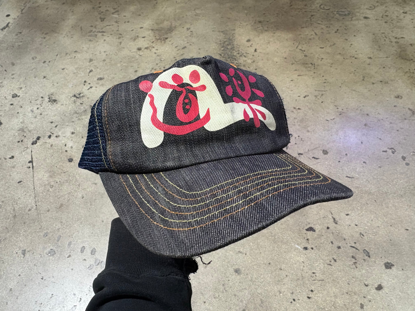 Evisu Jeans Denim Trucker Hat - Grey/ Navy