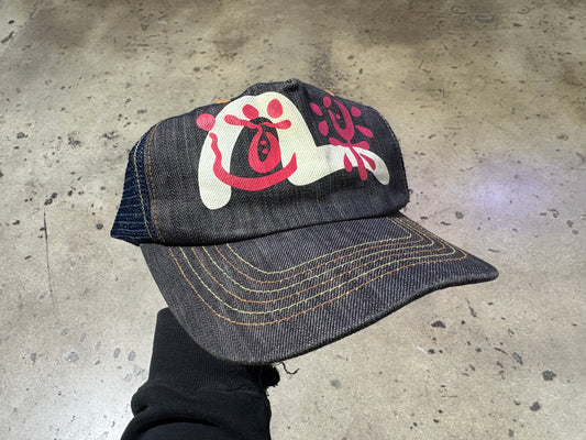 Evisu Jeans Denim Trucker Hat - Grey/ Navy