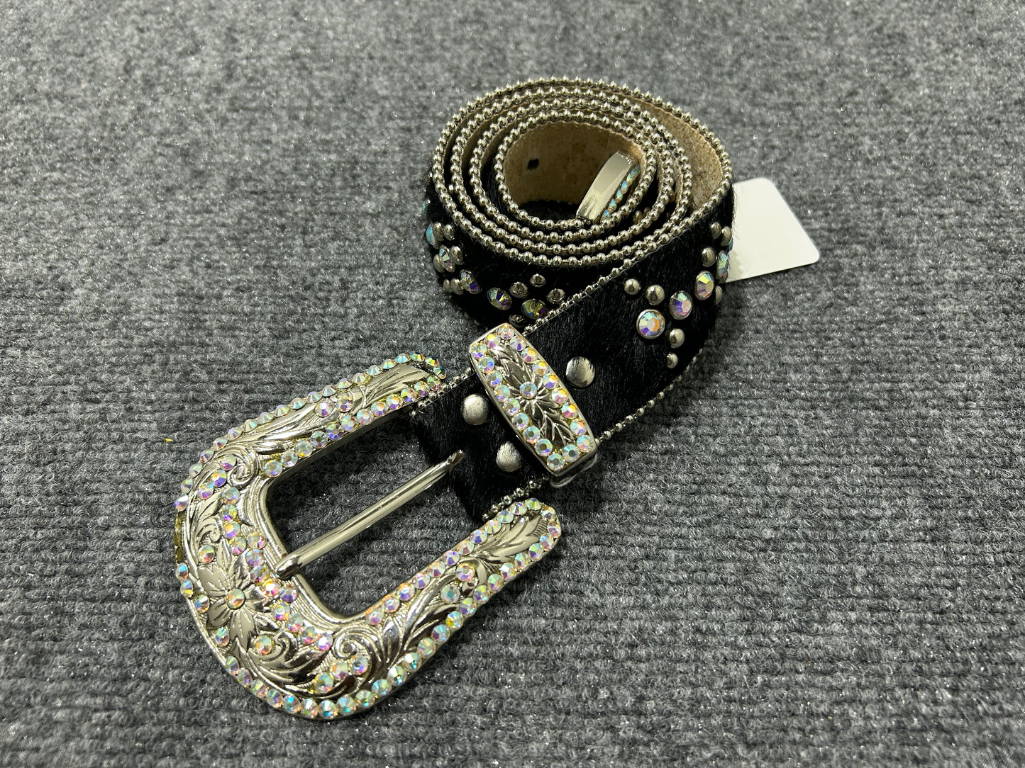 BB Simon Fur Studded Belt - Black Size 32-34