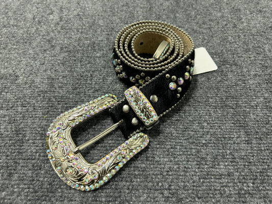 BB Simon Fur Studded Belt - Black Size 32-34