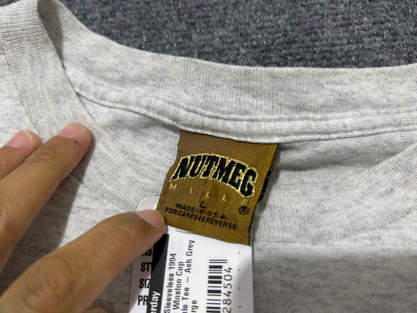 Cutoff Sleeveless 1994 Nascar Winston Cup Schedule Tee - Ash Grey Size Large