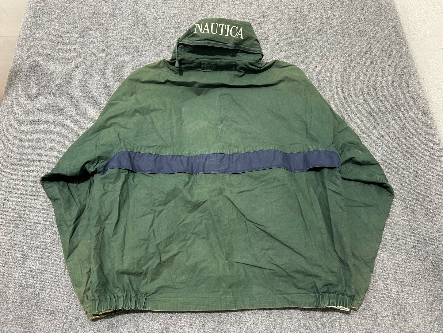 Nautica Reversible Outdoor Jacket - Green/Navy/Tan Size Large