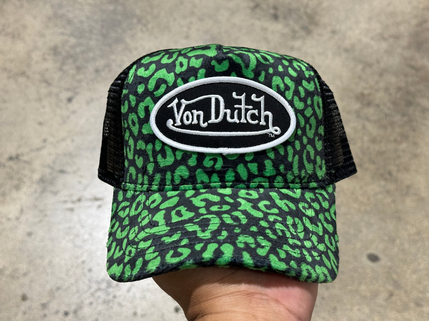 Von Dutch Cheetah Print Trucker - Green/Black