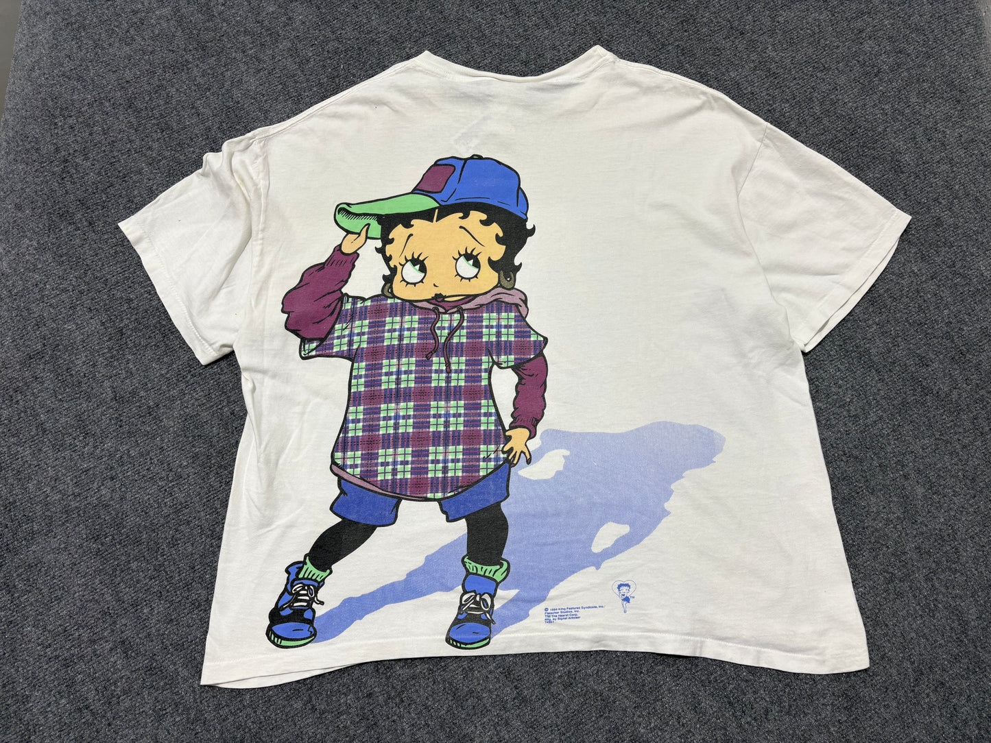 1994 Betty Boop in Plaid Tee - White Size XL