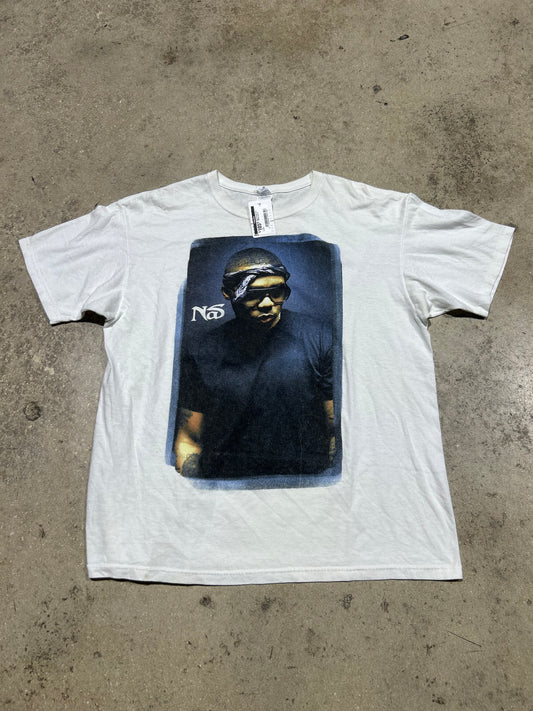 Nas Portrait Tee - White Size XL