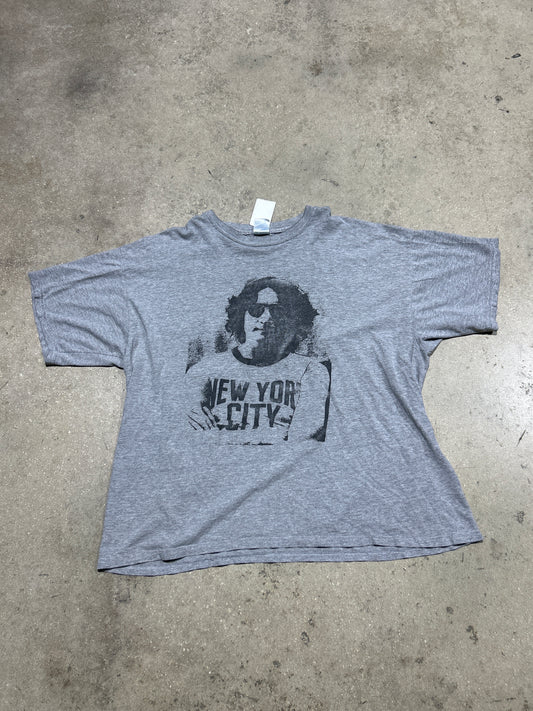 Distressed 00s John Lennon NYC Tee - Grey Size XXL
