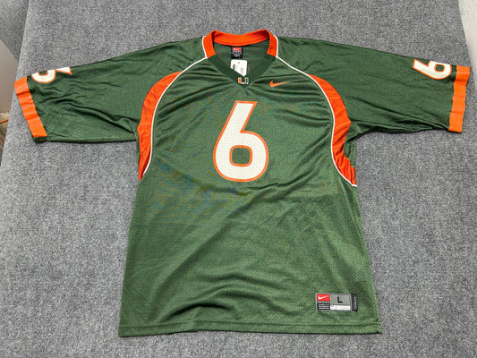 Miami Hurricanes #6 Football Jersey - Green Size  Large