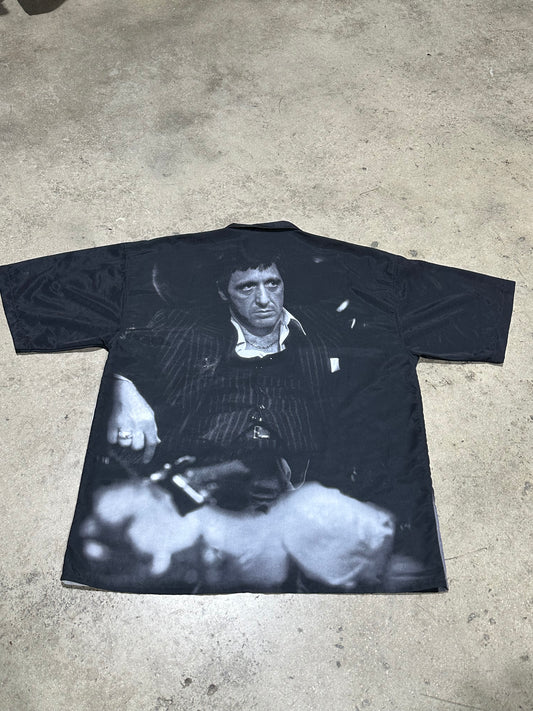 Scarface AOP Button Up Shirt - White/Black Size XXL