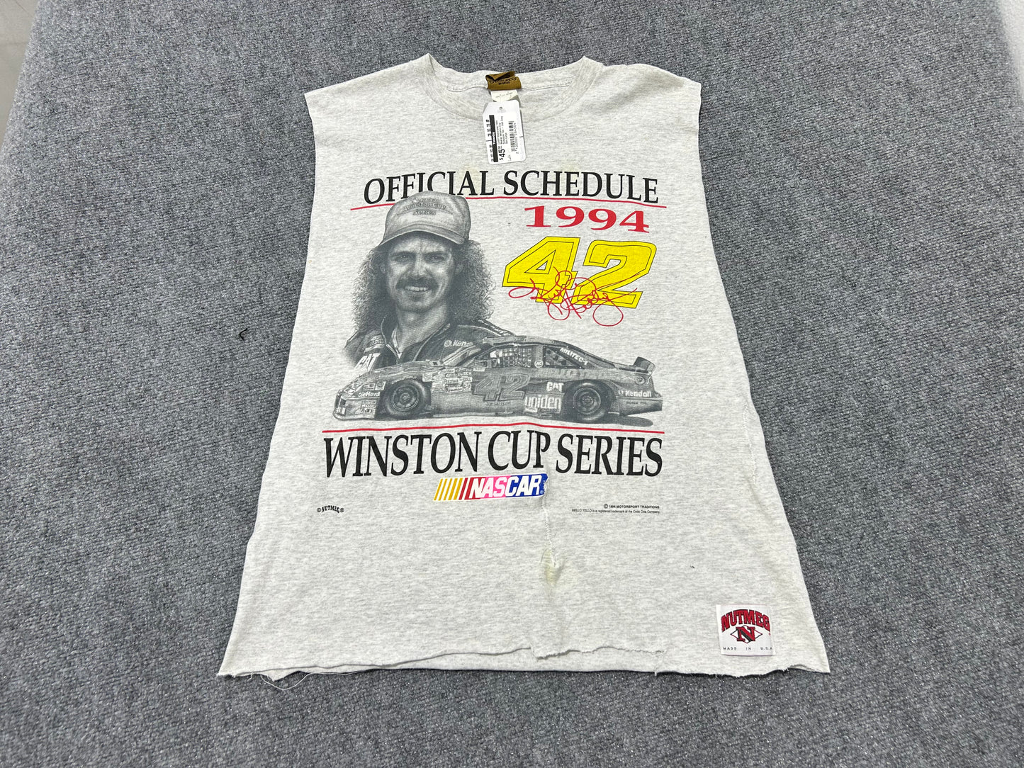 Cutoff Sleeveless 1994 Nascar Winston Cup Schedule Tee - Ash Grey Size Large
