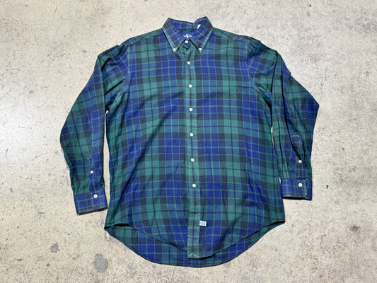 Polo Horse Plaid Flannel - Green/Blue Size Medium