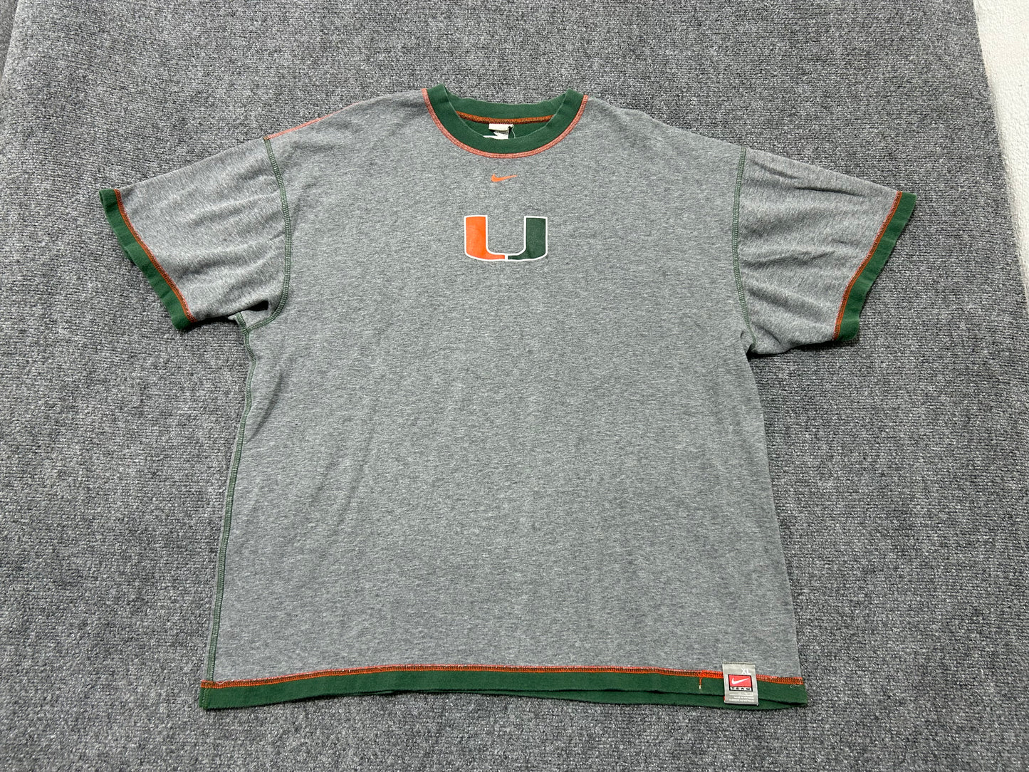 University Of Miami Reversible Tee - Grey/Green Size XL