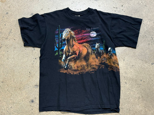 90s New Mexico Wraparound Horses Tee - Black Size XL