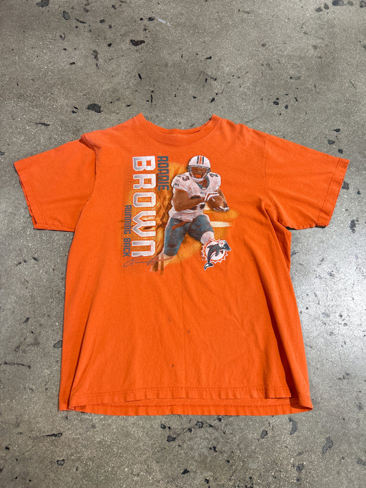 Miami Dolphins Ronnie Brown Tee - Orange Size XL (23x27)