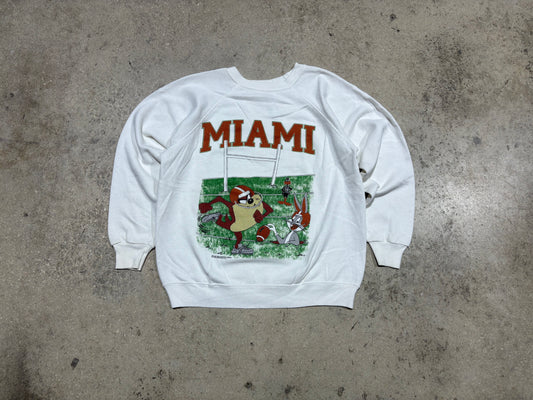 Miami Hurricanes Looney Tunes Sweater -White Size Large