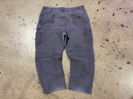 Distressed Carhartt Carpenter Pants - Faded Navy Size 40x30