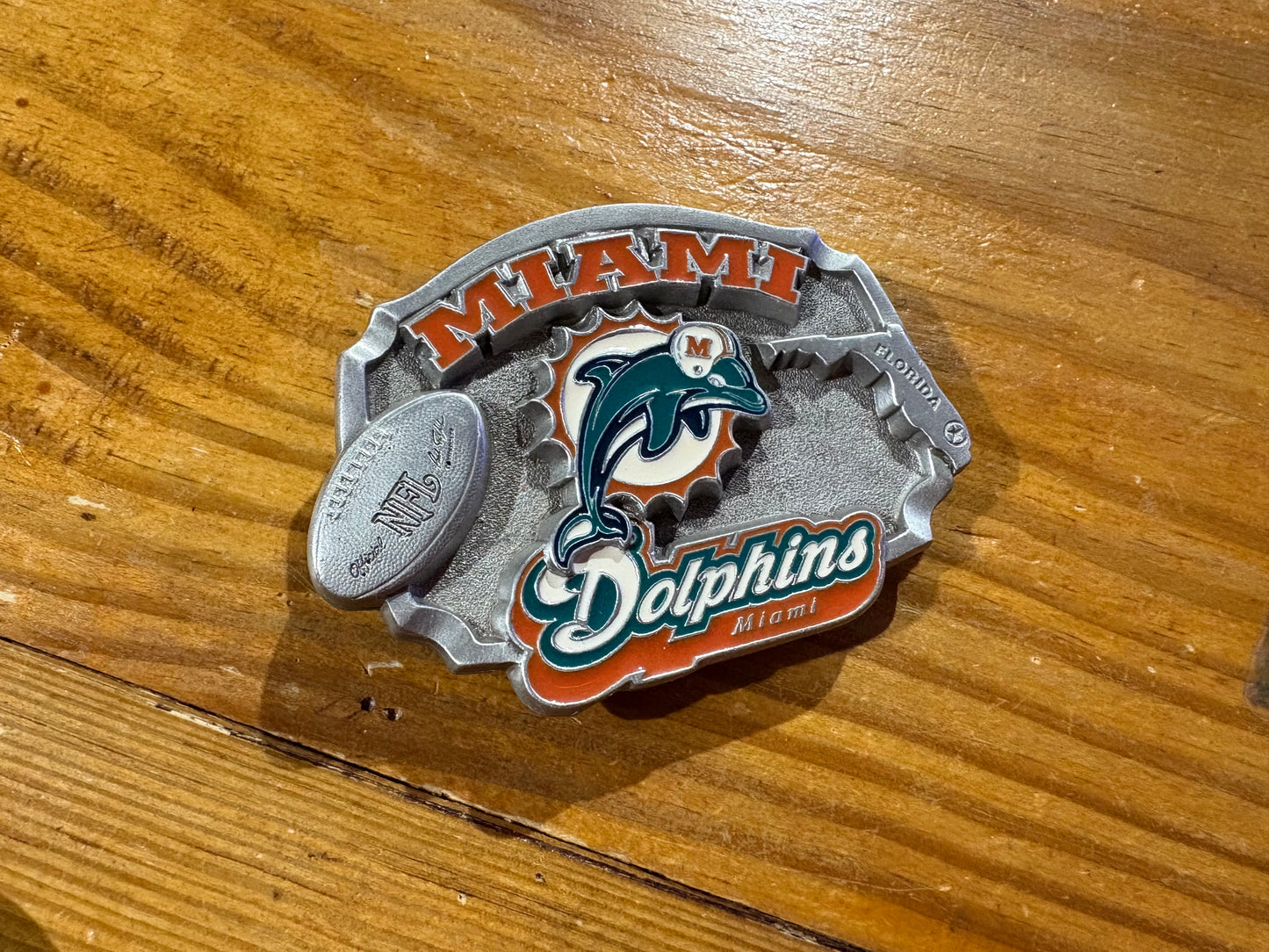 1997 Miami Dolphins Belt Buckle - Silver