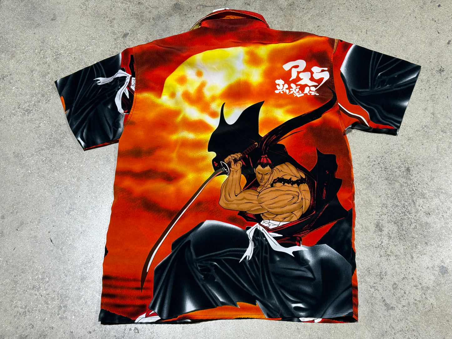 Samurai Sunrise Rayon Button Up Shirt Size Small