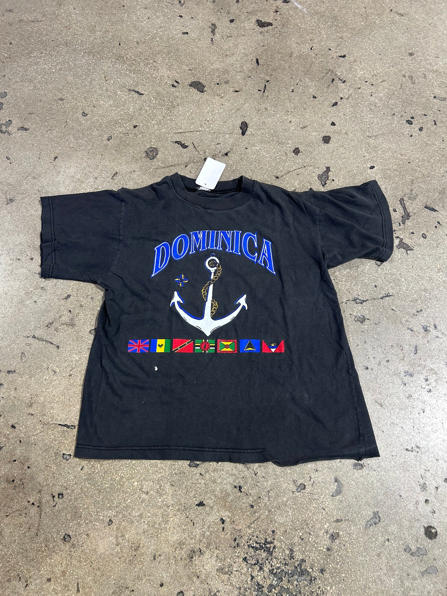 Dominica Flag Tee - Black Size Small