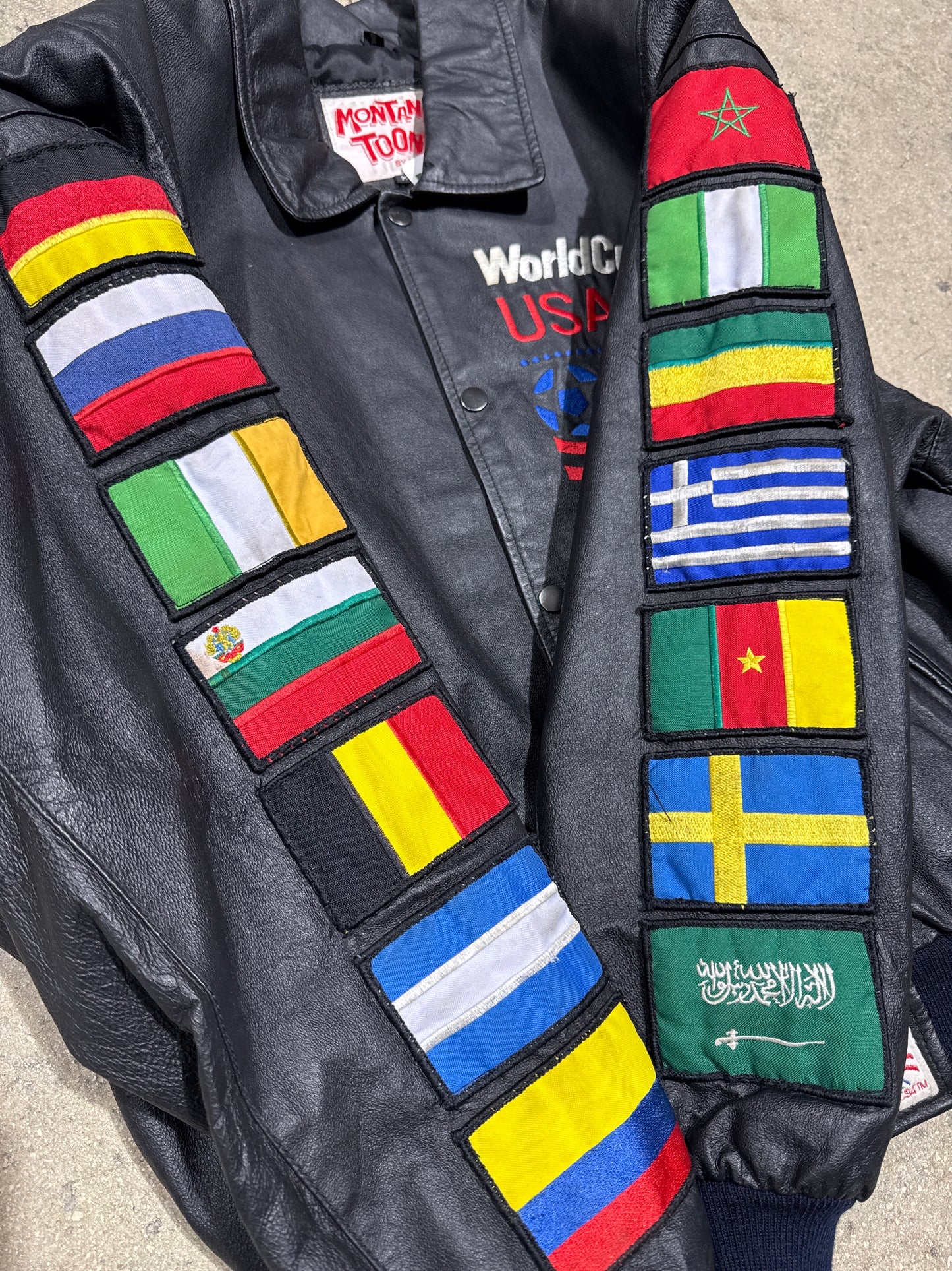 1994 World Cup USA Leather Jacket - Black Size Medium