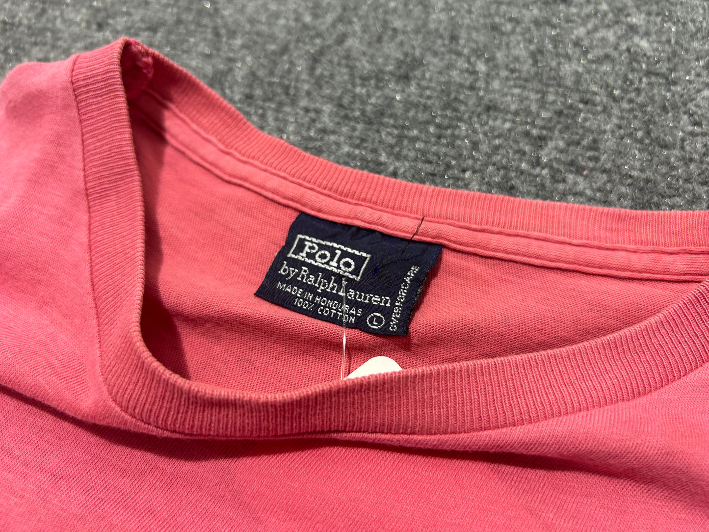 90s Polo Ralph Lauren Single Stitch Pocket Tee - Pink  Size Large