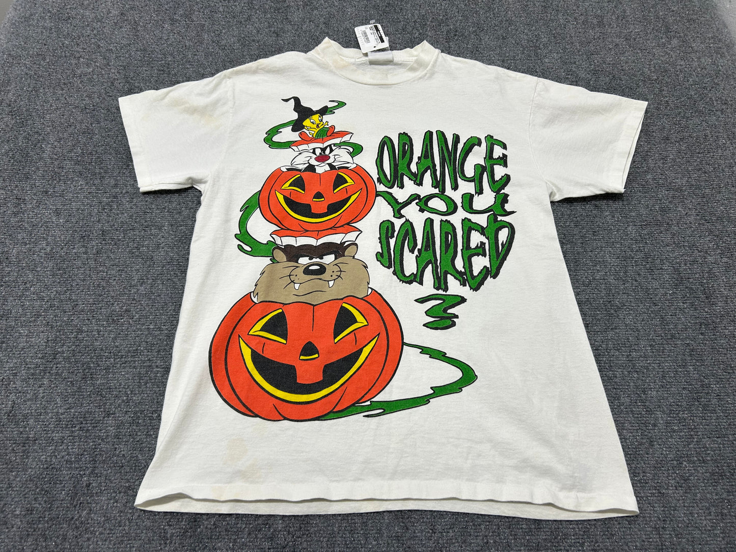 Looney Tunes Orange Your Scared Tee - White Size Large