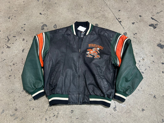 Miami Hurricanes Leather Jacket - Black size Medium