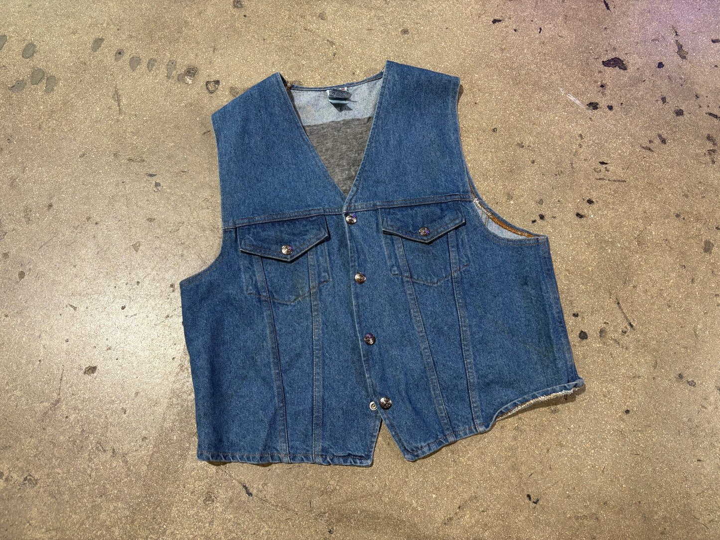 80s Police Department Denim Vest - Blue Size Large