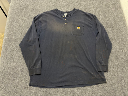 Carhartt Henley Long Sleeve - Faded Navy Size XL