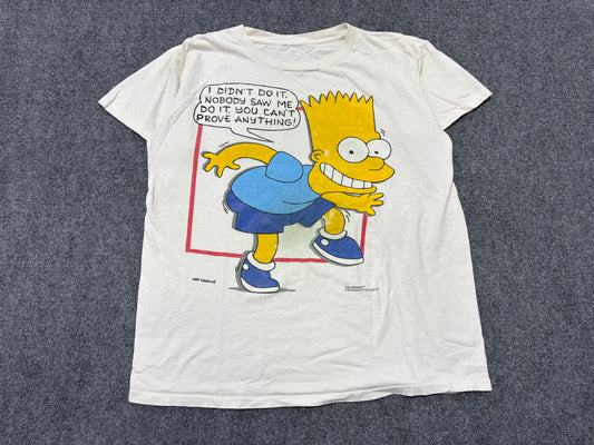 1990 Bart Simpson I Didn't Do It Tee - White Size Large