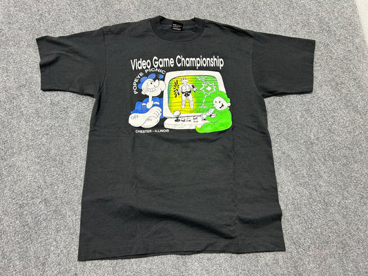 Popeye Picnic Video Game Championship Tee - Black Size Large (con)