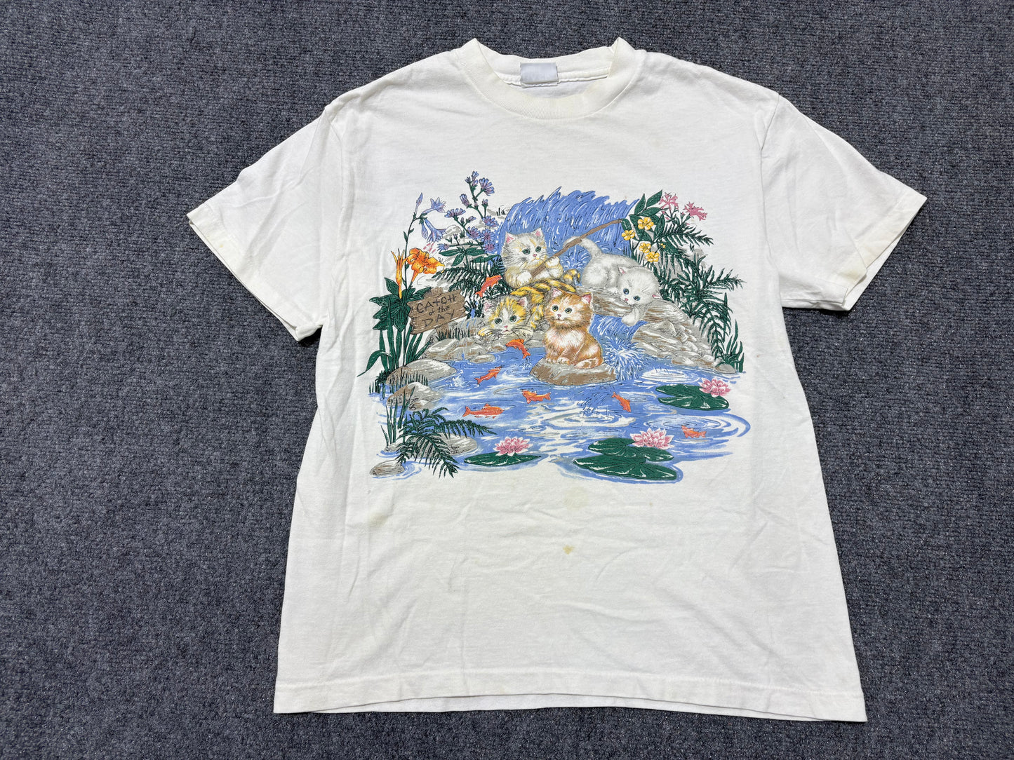 Catch of The Day Cats Tee - White Size Medium