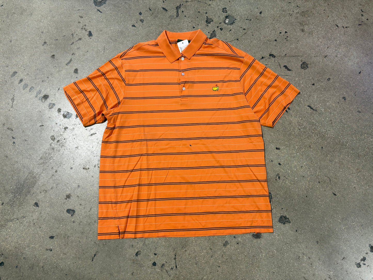 Masters Amen Corner Stripped Golf Polo Shirt - Orange Size XL
