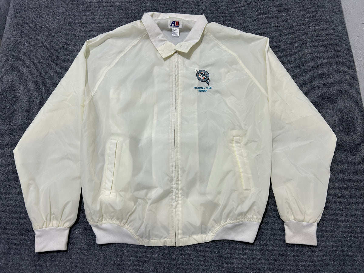 Florida Marlins Nylon Found Club Jacket - White Size XXL