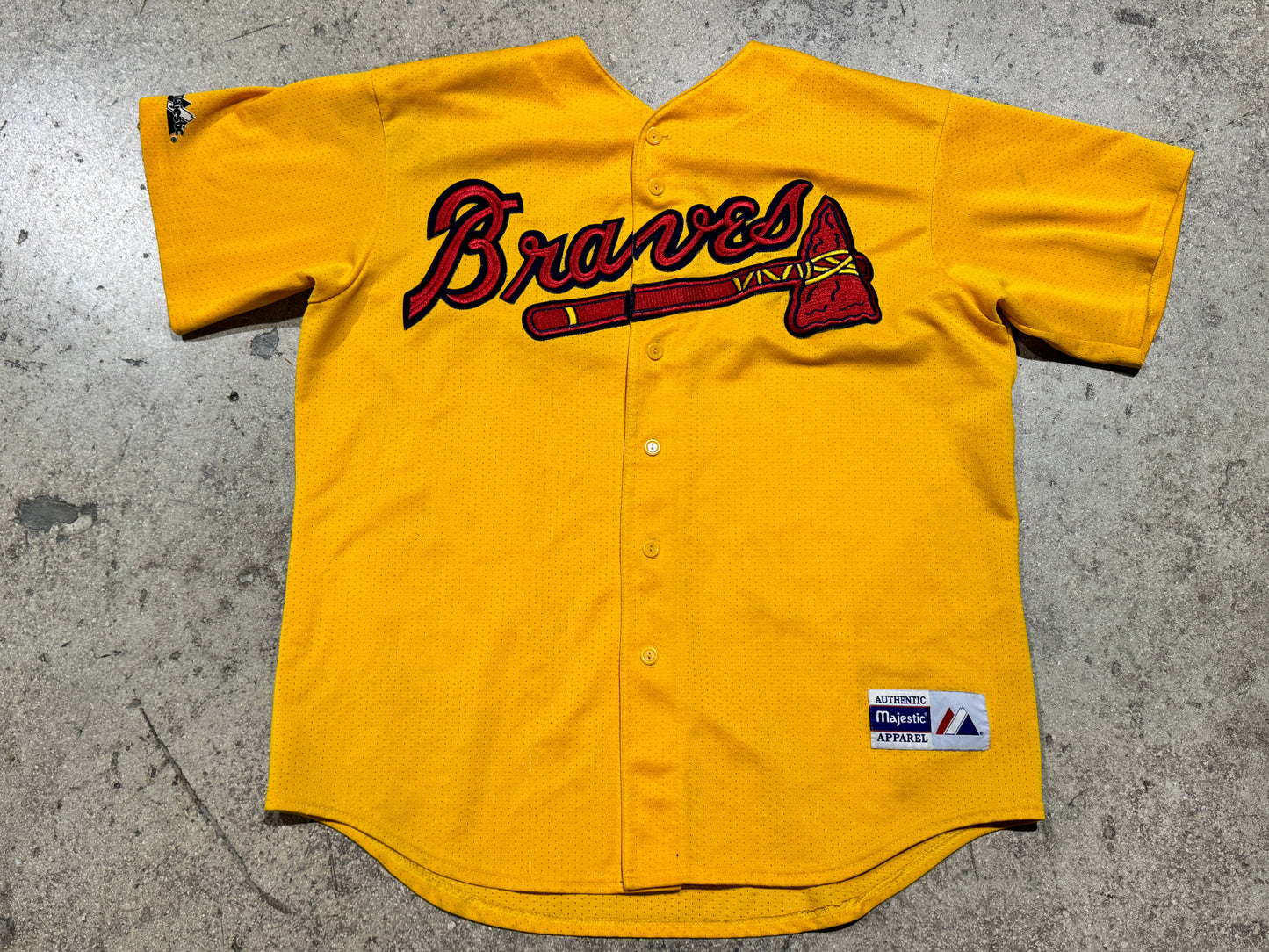 Majestic Atlanta Braves Baseball Jersey - Yellow Size XL