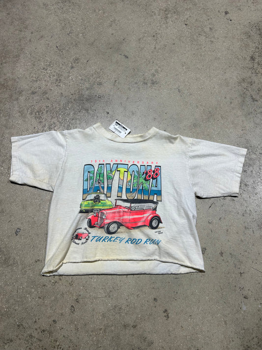 1988 Cropped Daytona Turkey Rod Run Tee - White Size Medium