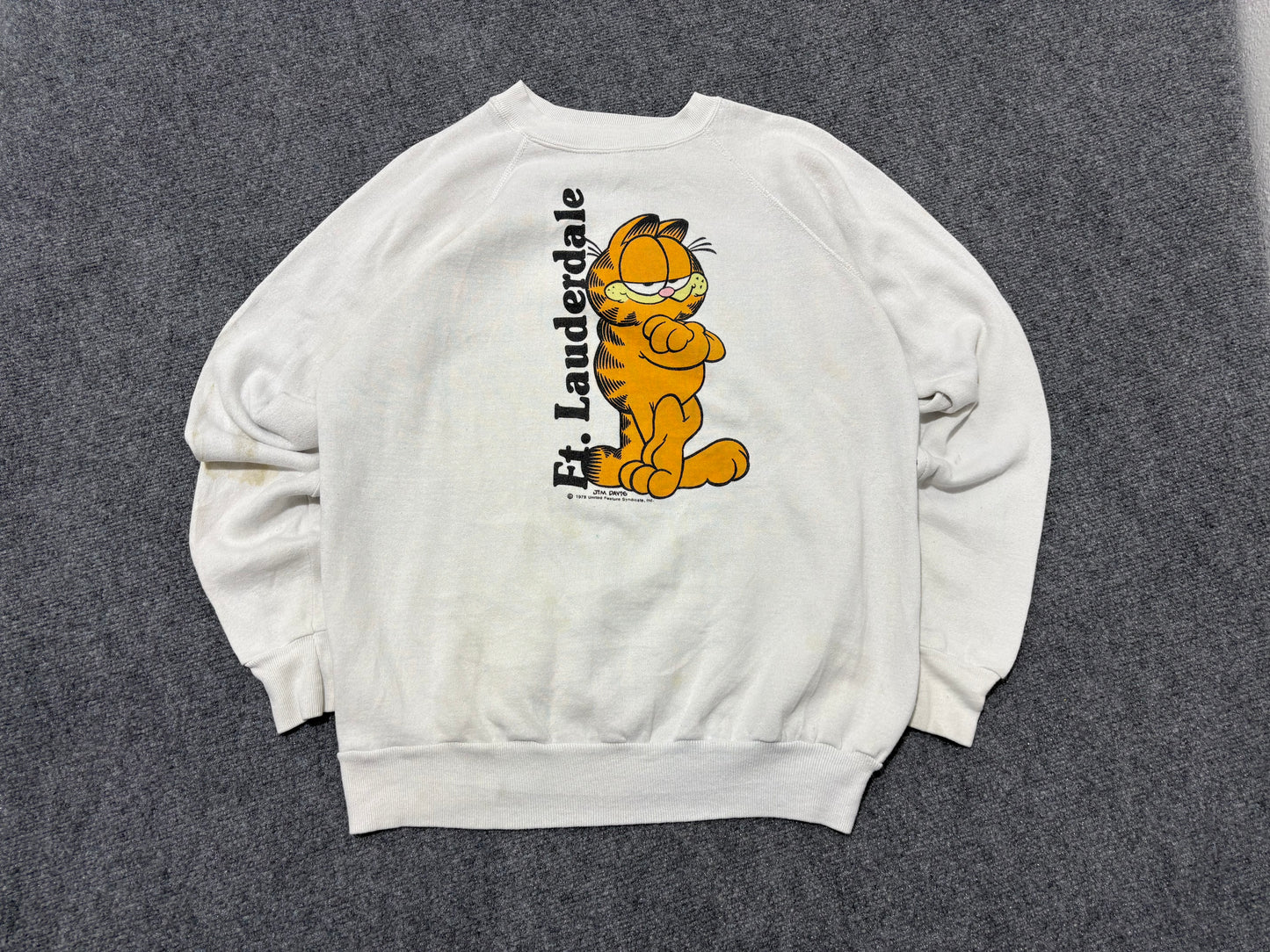 Fort Lauderdale Garfield Crewneck Sweatshirt - White Size Large