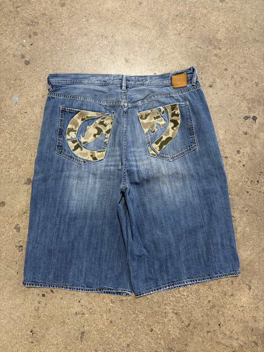 Marc Ecko Camo Logo Denim Jhorts - Blue Size 40