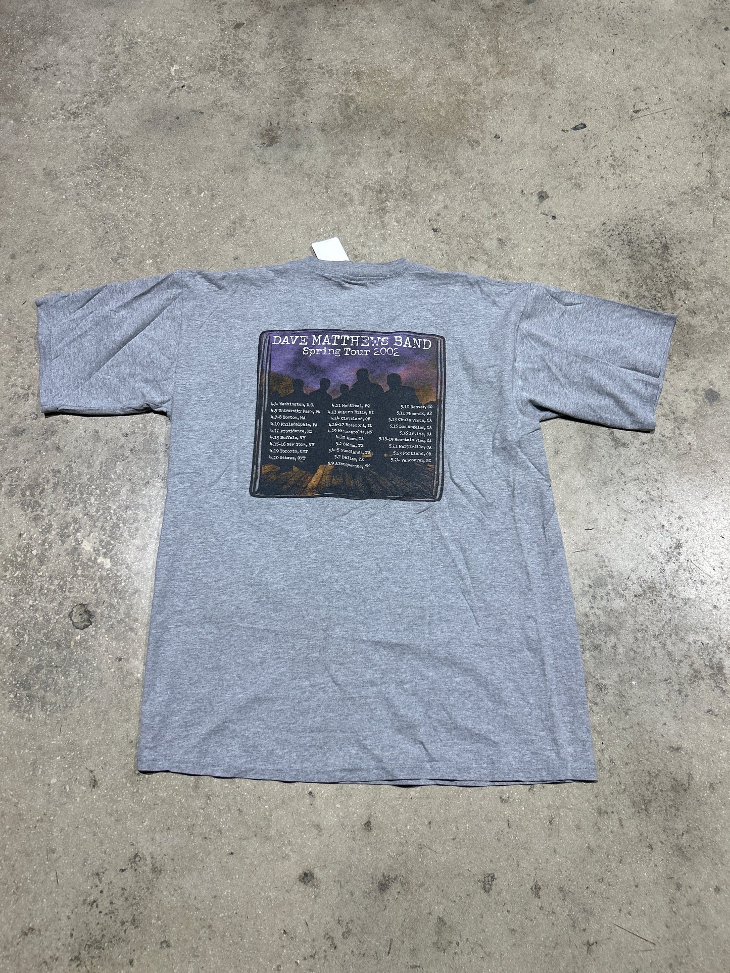 2002 Dave Matthews Band Tour Tee - Grey Size Large