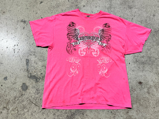 2012 Daytona Beach Biketoberfest Heart Wings Tee - Pink Size XL