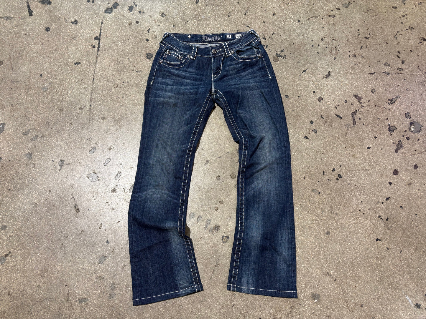 Miss Me Boot Cut Heart Denim Jeans - Blue Size 28