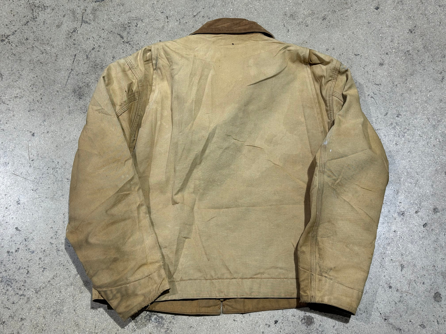 Distressed Carhartt Blanket Lined Detroit Jacket - Khaki Size XL