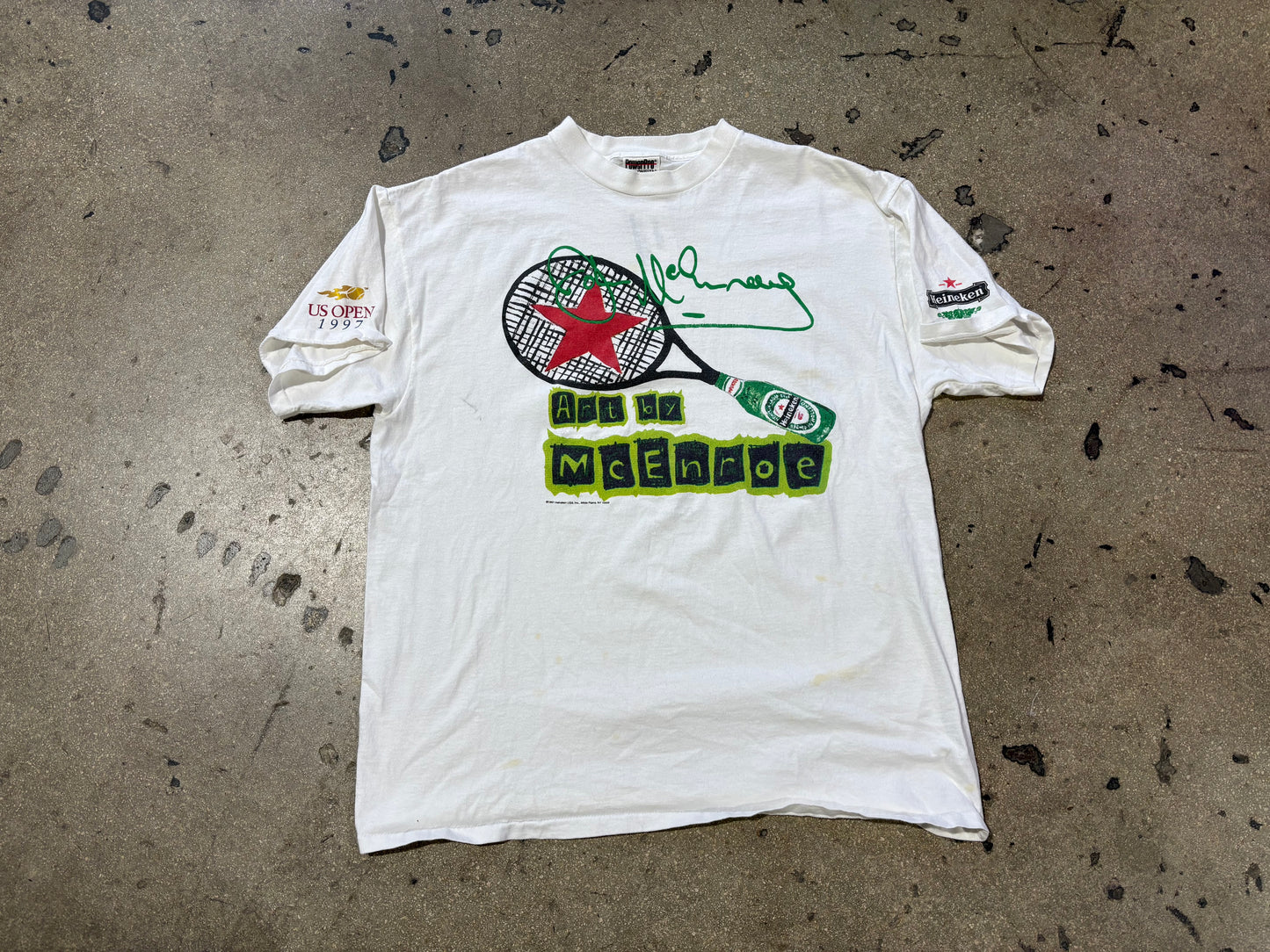 Heineken Tennis Art By McEnroe Tee - White Size XL (CLEANING)