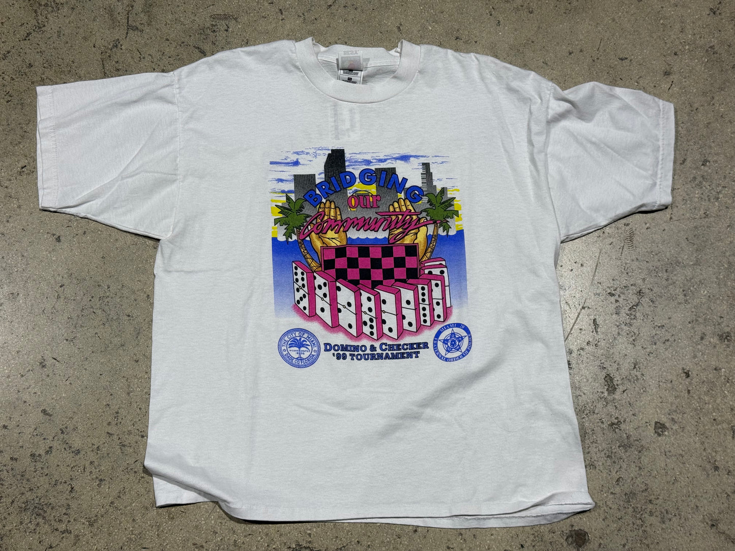 1999 Miami Dade Domino Tournament Tee - White Size XL