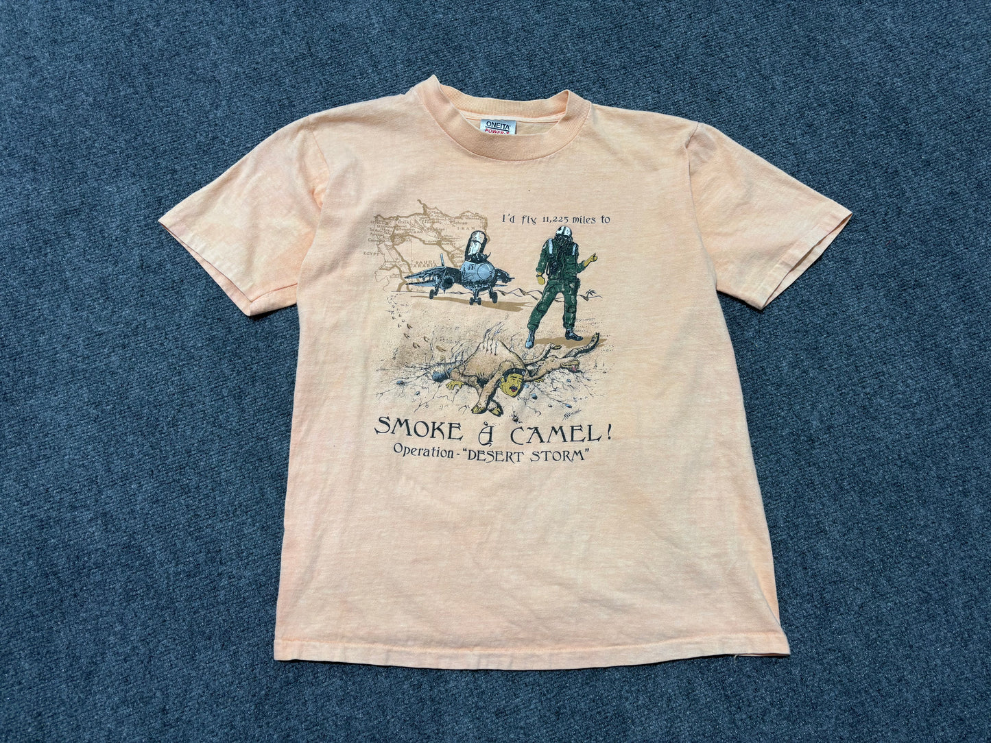 Operations Desert Storm Smoke A Camel Tee - Peach Size Large