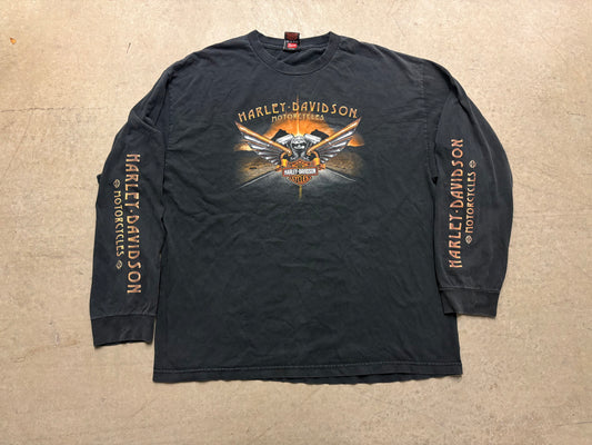 Harley Davidson Twin Engine Long Sleeve Tee - Black Size XXL