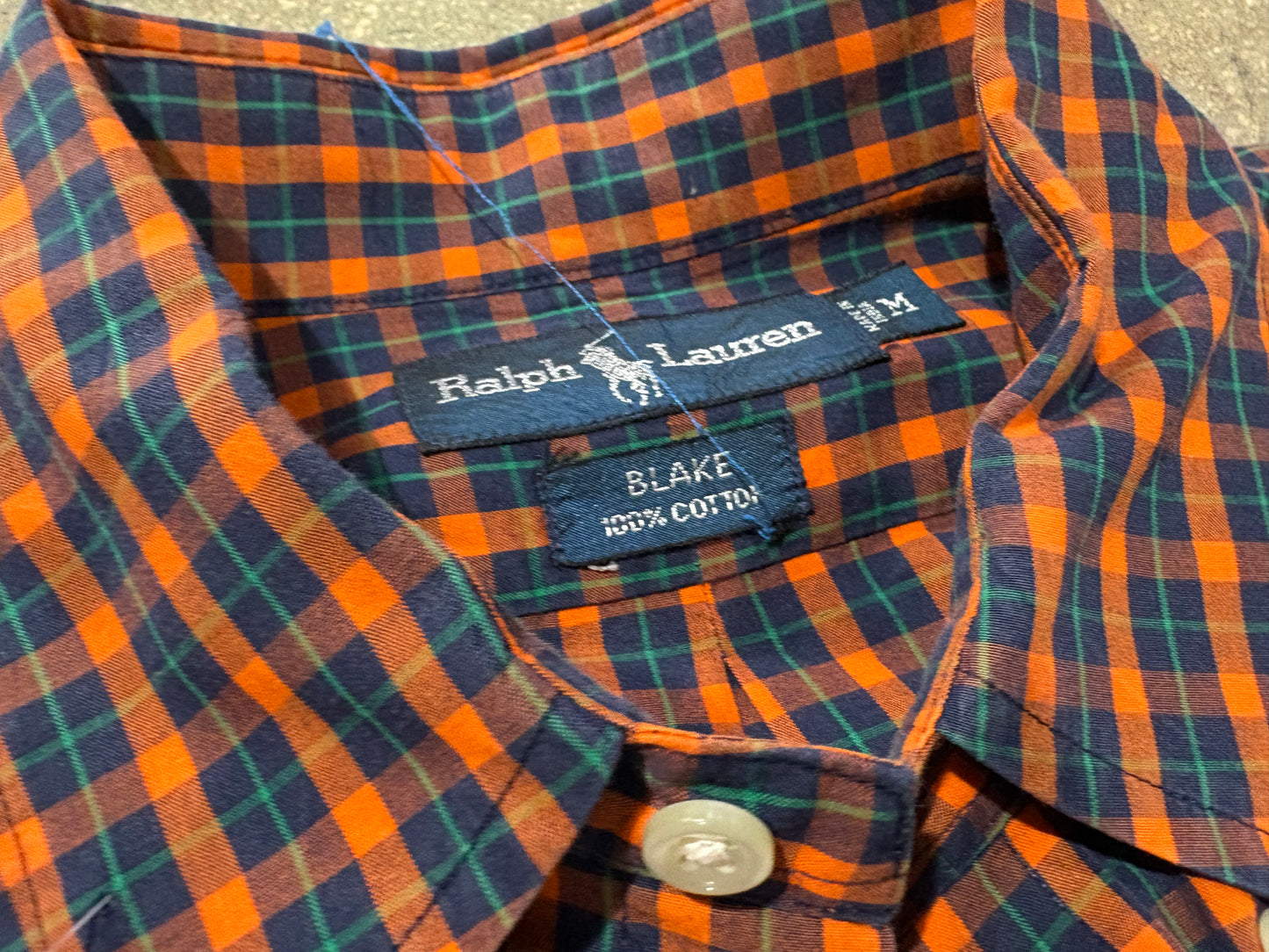 Polo Ralph Lauren Plaid Button Up Shirt - Orange / Green Size Medium