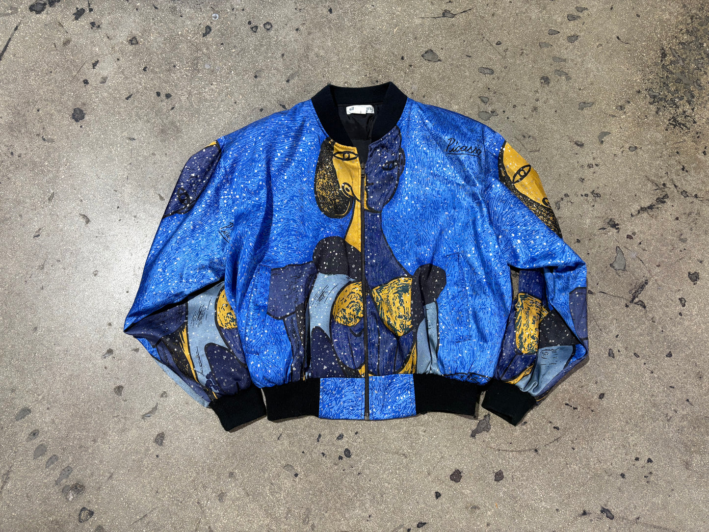 Silk Worms Picasso All Over Print Jacket - Blue Size Medium