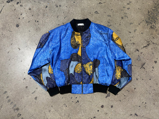 Silk Worms Picasso All Over Print Jacket - Blue Size Medium