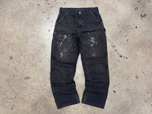 Distressed Carhartt Double Knee Pants - Black Size 32x32